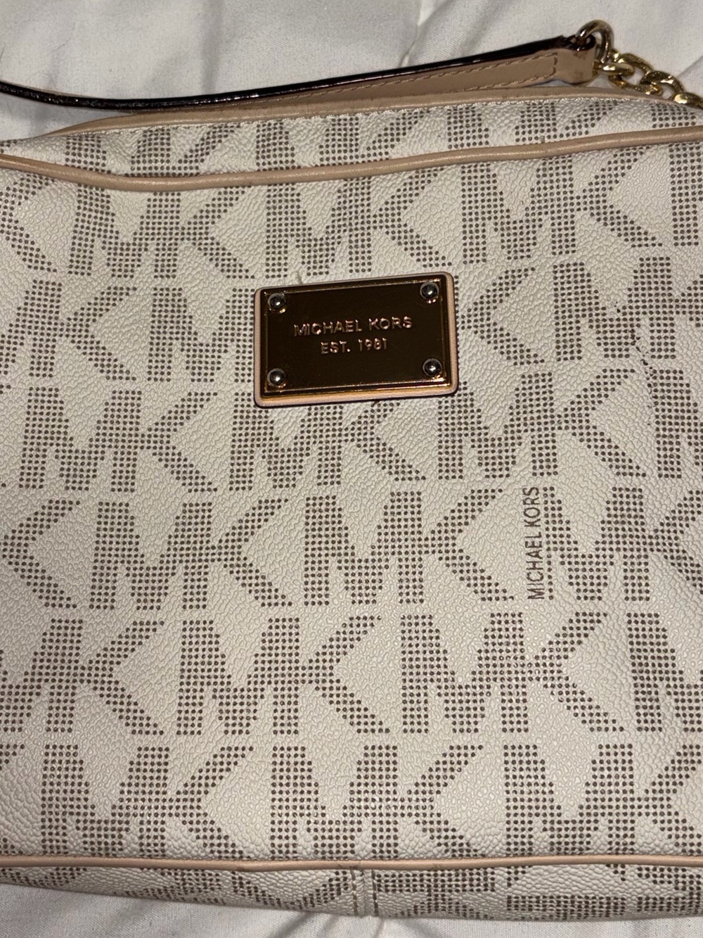 Michael Kors Beige Cream Logo Crossbody Bag